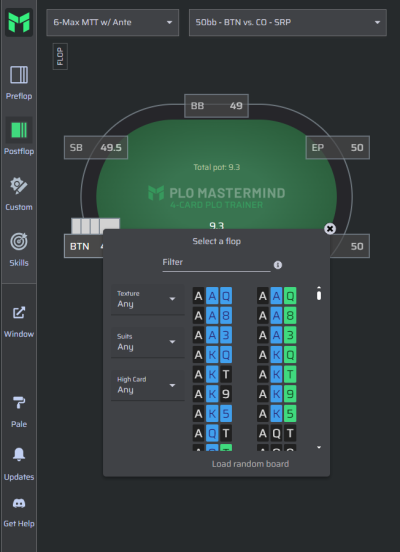 PLO Trainer flop solutions
